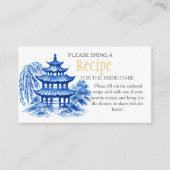 Blue Chinoiserie Recipe Request Bridal Shower  エンクロージャーカード (正面)