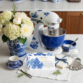Blue Chinoiserie Recipe Request Bridal Shower  エンクロージャーカード