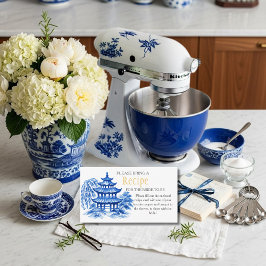 Blue Chinoiserie Recipe Request Bridal Shower  エンクロージャーカード