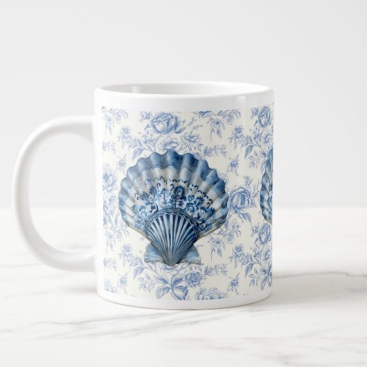 Blue Chinoiserie Shell Jumbo Ceramic Mug ジャンボコーヒーマグカップ (左)