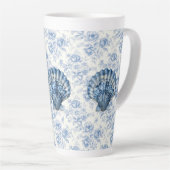 Blue Chinoiserie Shell Large Ceramic Latte Mug カフェラテマグ (右アングル)