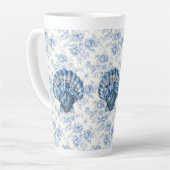 Blue Chinoiserie Shell Large Ceramic Latte Mug カフェラテマグ (左アングル)