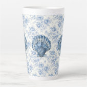 Blue Chinoiserie Shell Large Ceramic Latte Mug カフェラテマグ (正面)
