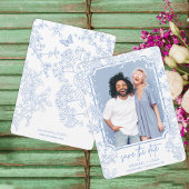 Blue Chinoiserie Toileの結婚日付救写真 招待状