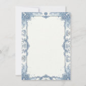 Blue Chinoiserie Toile Baby Carriage Baby Shower 招待状 (裏面)