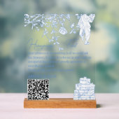 Blue Chinoiserie Toile Honeymoon Fund Wishing Well アクリルサイン (ニュートラル)