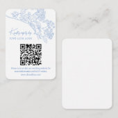 Blue Chinoiserie Toile WeddinウェブサイトRSVP QRコード エンクロージャーカード (正面/裏面)