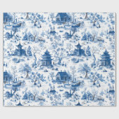 Blue Chinoiserie Village Christmas Wrapping Paper ラッピングペーパー (フラット)