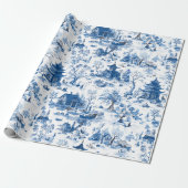 Blue Chinoiserie Village Christmas Wrapping Paper ラッピングペーパー (アンロールド)