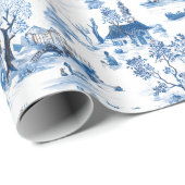 Blue Chinoiserie Village Christmas Wrapping Paper ラッピングペーパー (ロールコーナー)