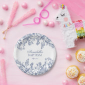 Blue Chinoiserie Vintag Floral Baptism Dessert ペーパープレート (パーティー)