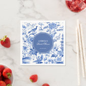 Blue chinoiserie vintage bridal shower スタンダードカクテルナプキン (インサイチュ)