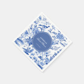 Blue chinoiserie vintage bridal shower スタンダードカクテルナプキン (角)