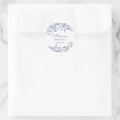 Blue Chinoiserie Vintage Floral Baptism Envelope ラウンドシール (バッグ)