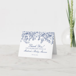 Blue Chinoiserie Vintage Floral Thank You Card  サンキューカード