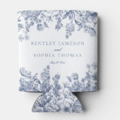 Blue Chinoiserie Vintage Floral Wedding Favors 缶クーラー (裏面)