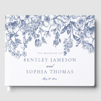 Blue Chinoiserie Vintage Floral Wedding Guestbook ゲストブック