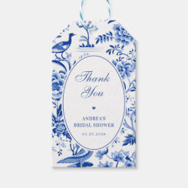 Blue Chinoiserie Vintage Thank You Bridal Shower ギフトタグ