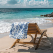 Blue Chinoiserie Watercolor Floral Botanical ビーチタオル