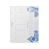 Blue Chinoiserie Weekly Planner Notepad ノートパッド (回転)
