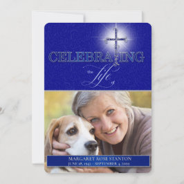 Blue Christian Crossお祝い・オブ・ライフ・フォト 招待状