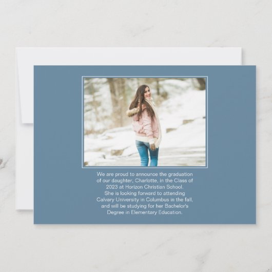 Blue Christian Graduation Photo発表 案内状 (裏面)