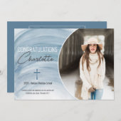 Blue Christian Graduation Photo発表 案内状 (正面/裏面)