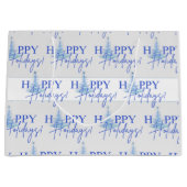 Blue Christmas Artsy Christmas Tree Gift Bag ラージペーパーバッグ (正面)