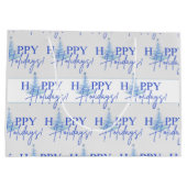 Blue Christmas Artsy Christmas Tree Gift Bag ラージペーパーバッグ (裏面)