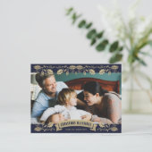 Blue Christmas Blessings Christian Photo シーズンポストカード (スタンド正面)