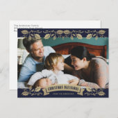 Blue Christmas Blessings Christian Photo シーズンポストカード (正面/裏面)