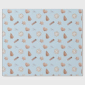 Blue Christmas Cookieスワップ交換 ラッピングペーパー (フラット)