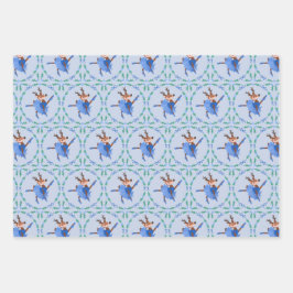 Blue Christmas Dancer the Reindeer Ballerina ラッピングペーパーシート