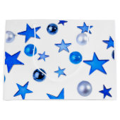 Blue Christmas Decorationオーナメント写真 ラージペーパーバッグ (正面)