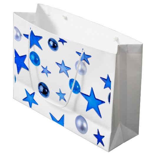 Blue Christmas Decorationオーナメント写真 ラージペーパーバッグ (正面アングル)