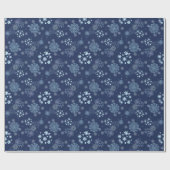 Blue Christmas Elegant Snowflake Pattern ラッピングペーパー (フラット)
