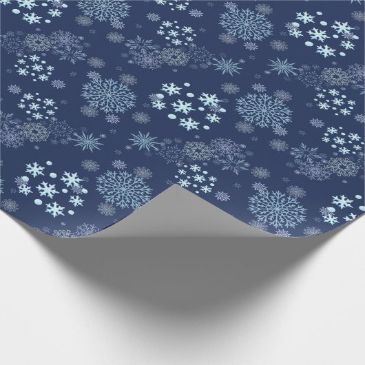 Blue Christmas Elegant Snowflake Pattern ラッピングペーパー (角)