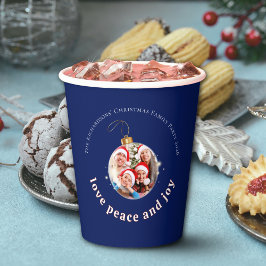 Blue Christmas Family Photo Love Peace Joy Holiday 紙コップ