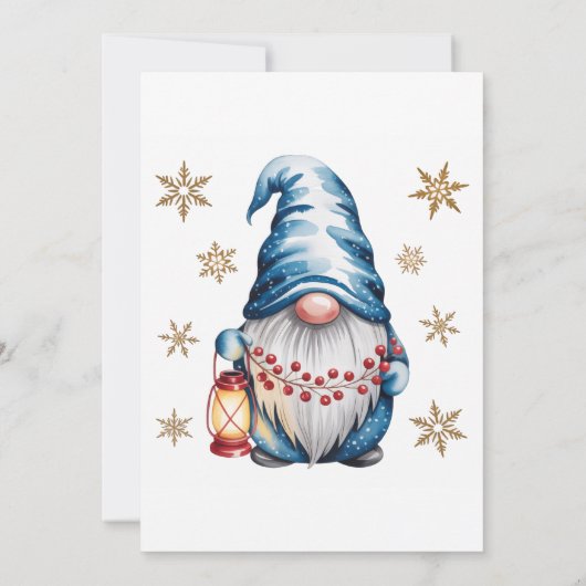 Blue Christmas Gnome Baby Shower 招待状 (裏面)