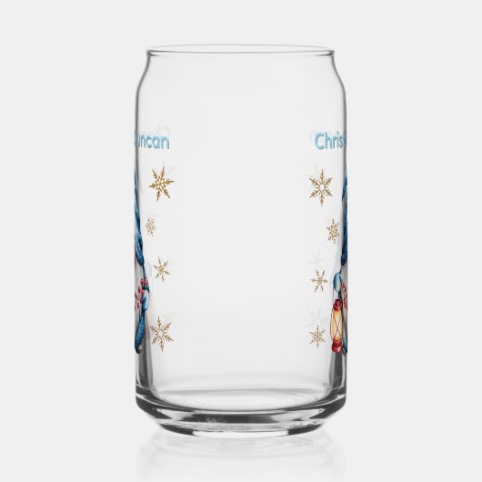 Blue Christmas Gnome with Red Lantern Berries ガラス缶 (左)