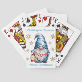 Blue Christmas Gnome with Red Lantern Berries トランプ (裏面)