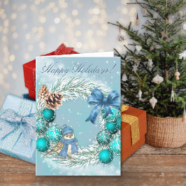 Blue Christmas Happy Holidays Greeting Card シーズンカード