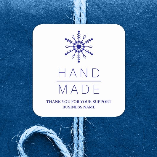  Blue Christmas Modern Snowflake for Business スクエアシール