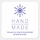  Blue Christmas Modern Snowflake for Business スクエアシール (正面)