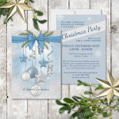 Blue Christmas Multiple Ornaments Party Invitation 招待状