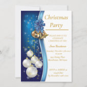 Blue Christmas Ornament Invitation 招待状 (正面)