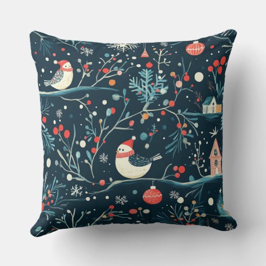 Blue Christmas Patterns 4 Photo Collage クッション (裏面)