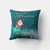 Blue Christmas Santa Ornament Throw Pillow クッション (裏面)