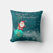 Blue Christmas Santa Ornament Throw Pillow クッション (正面)