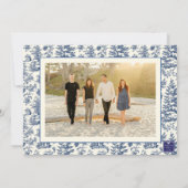 Blue Christmas Santa Toile Photo シーズンカード (裏面)